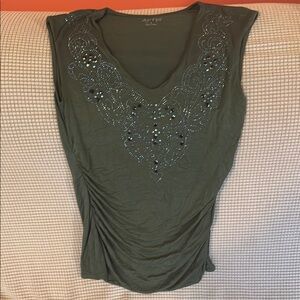 Apt. 9 Green Embellished Ruched Blouse